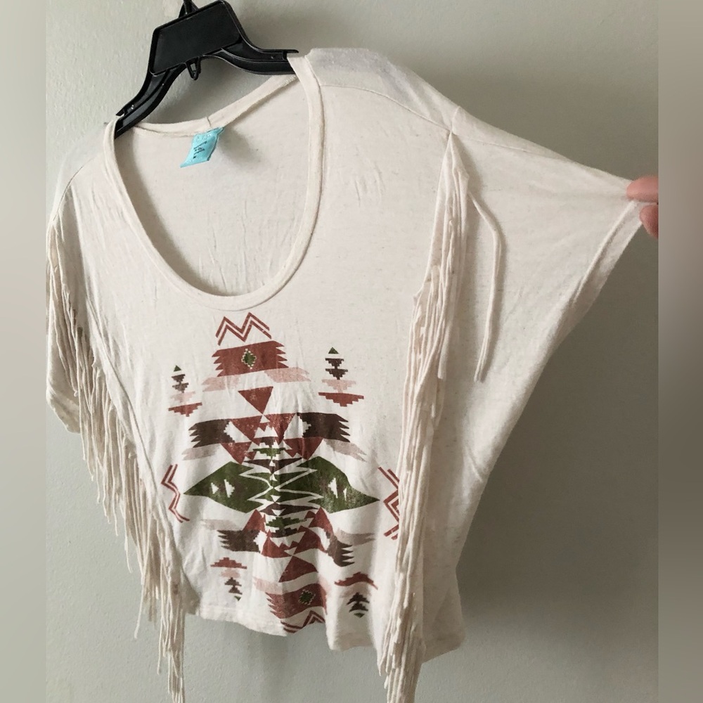 H.I.P. Boho Fringe Graphic Crop Top - Picture 2 of 4